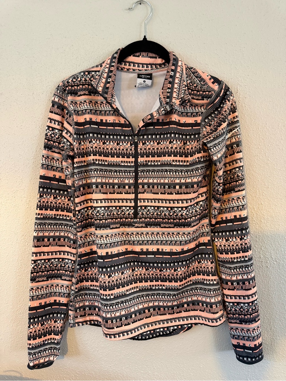 Nike Women's Pink & Black Patterned Half-Zip